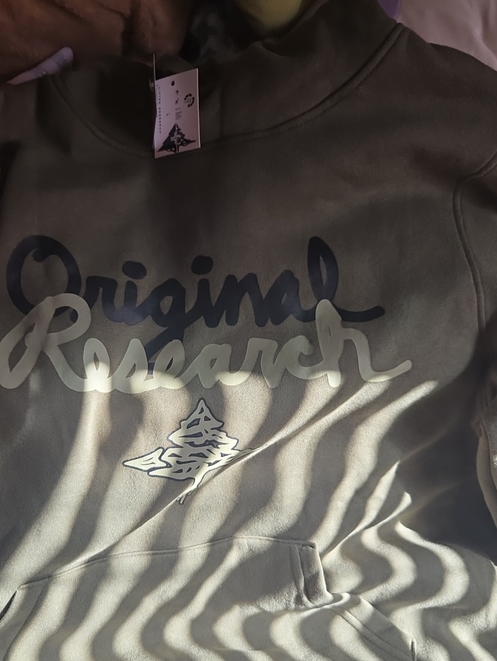 Lrg Olive Green "Original Research" Pullover Hoodie